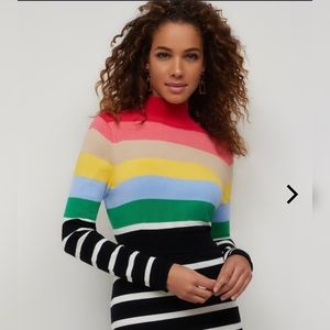 NY & Co. Multicolor Striped Mock-Neck Sweater